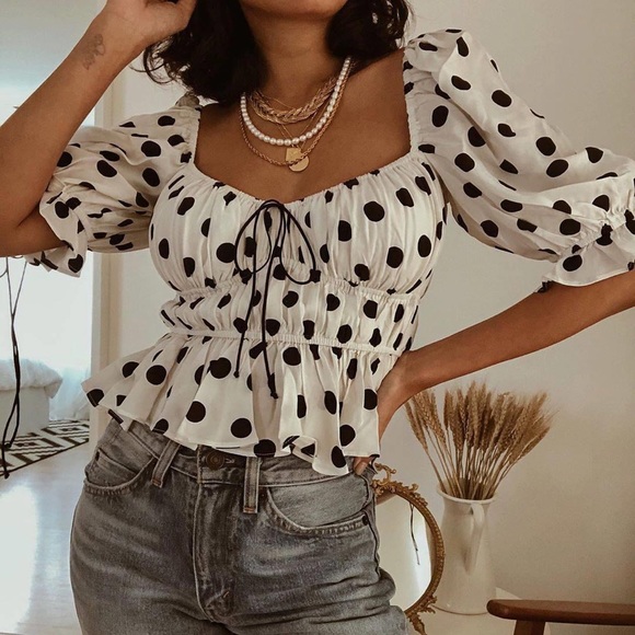 For Love And Lemons Tops - For Love And Lemons Mochi Shirred Crop Top S